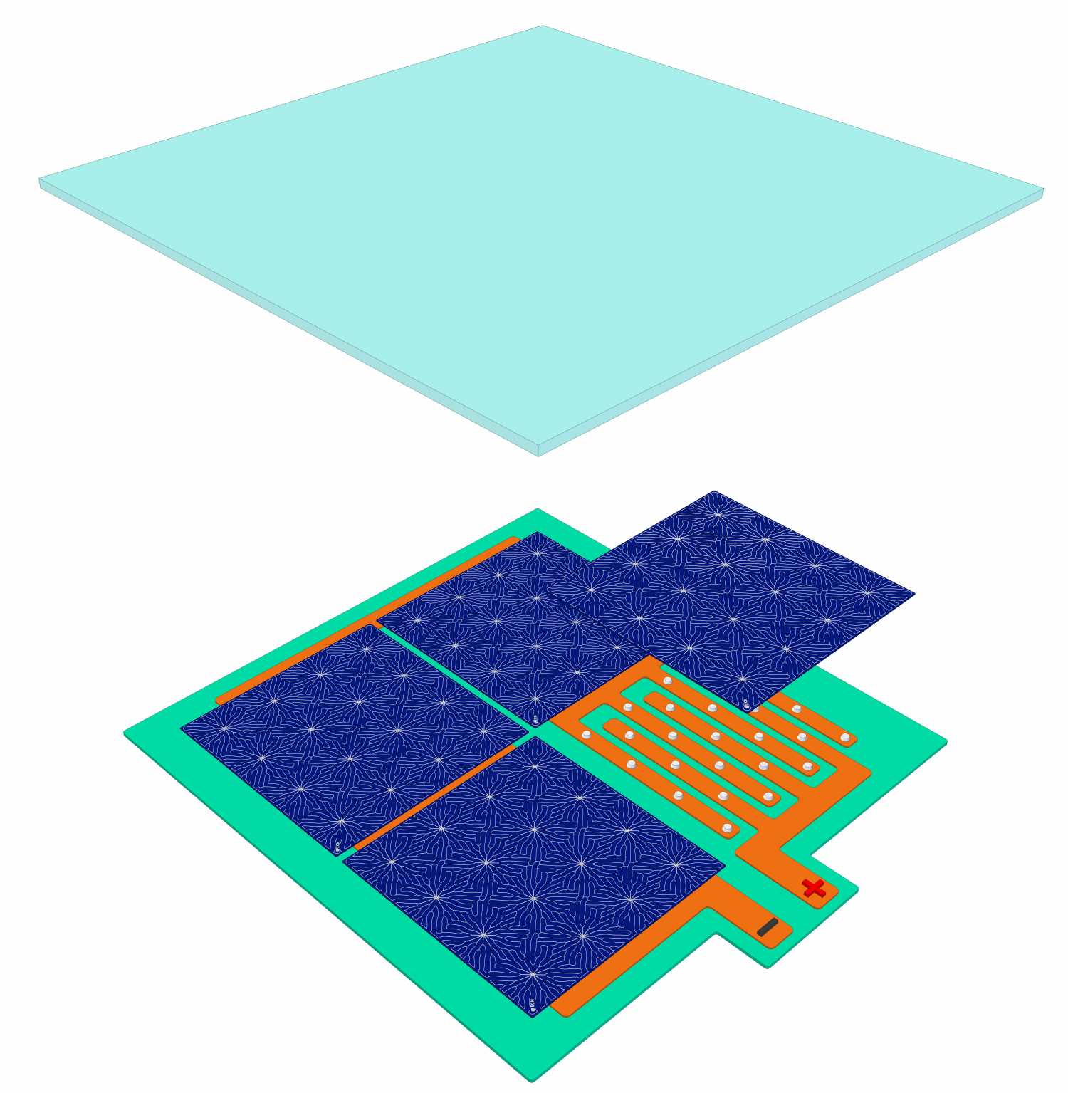 Concept sketch of an metallisation-wrap-through (MWT) solar panel