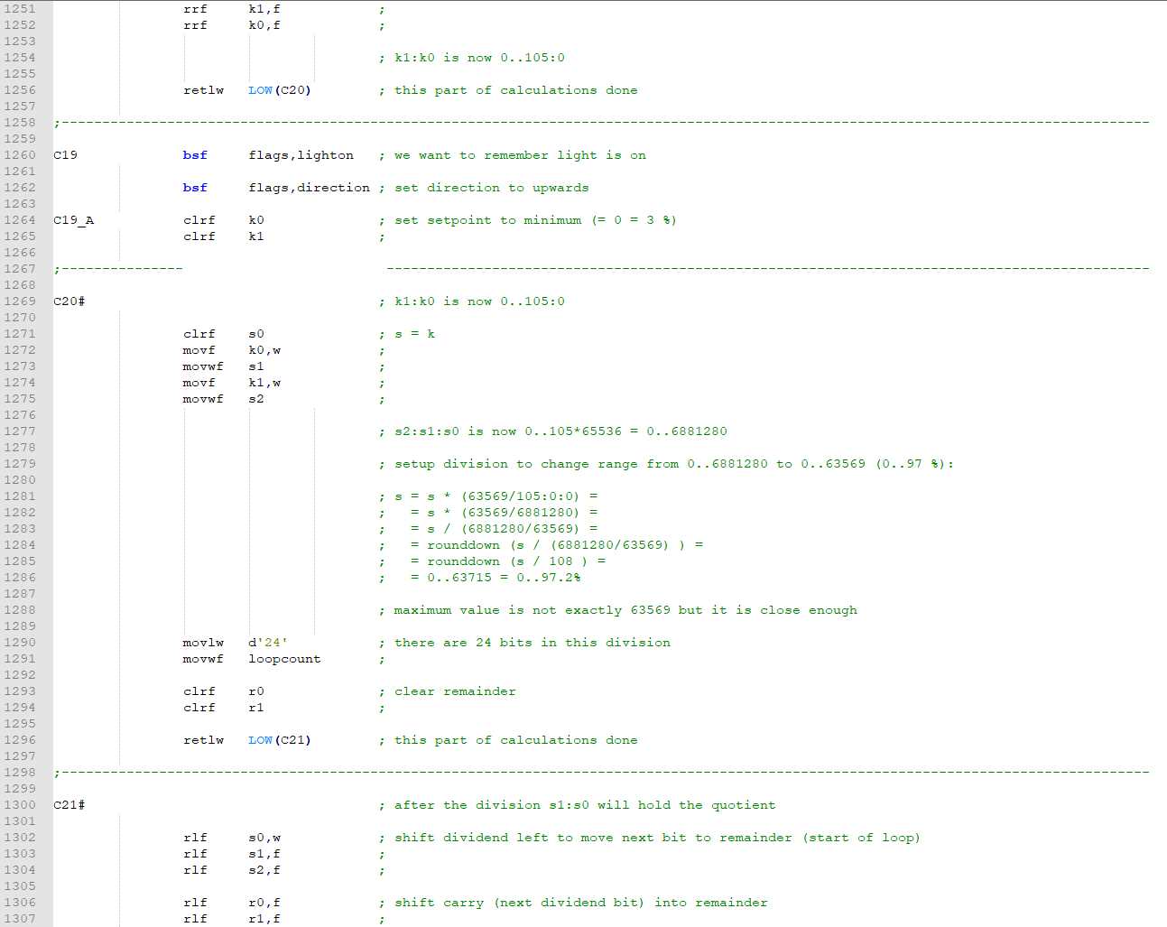 Snippet from source code of LED Driver