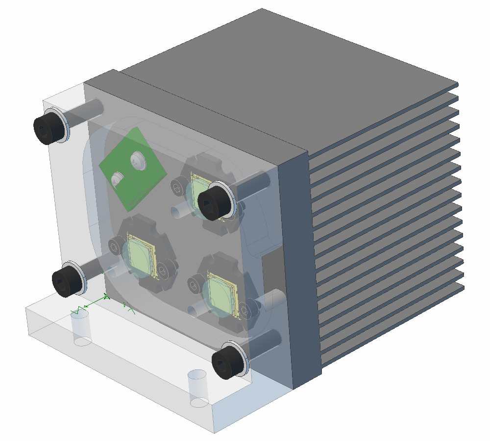 CAD mechanical design of triple LED mount