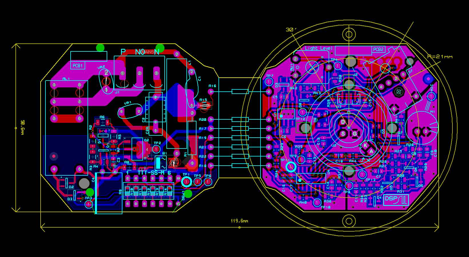 Electronics PCB layout of a passive infrared motion detector