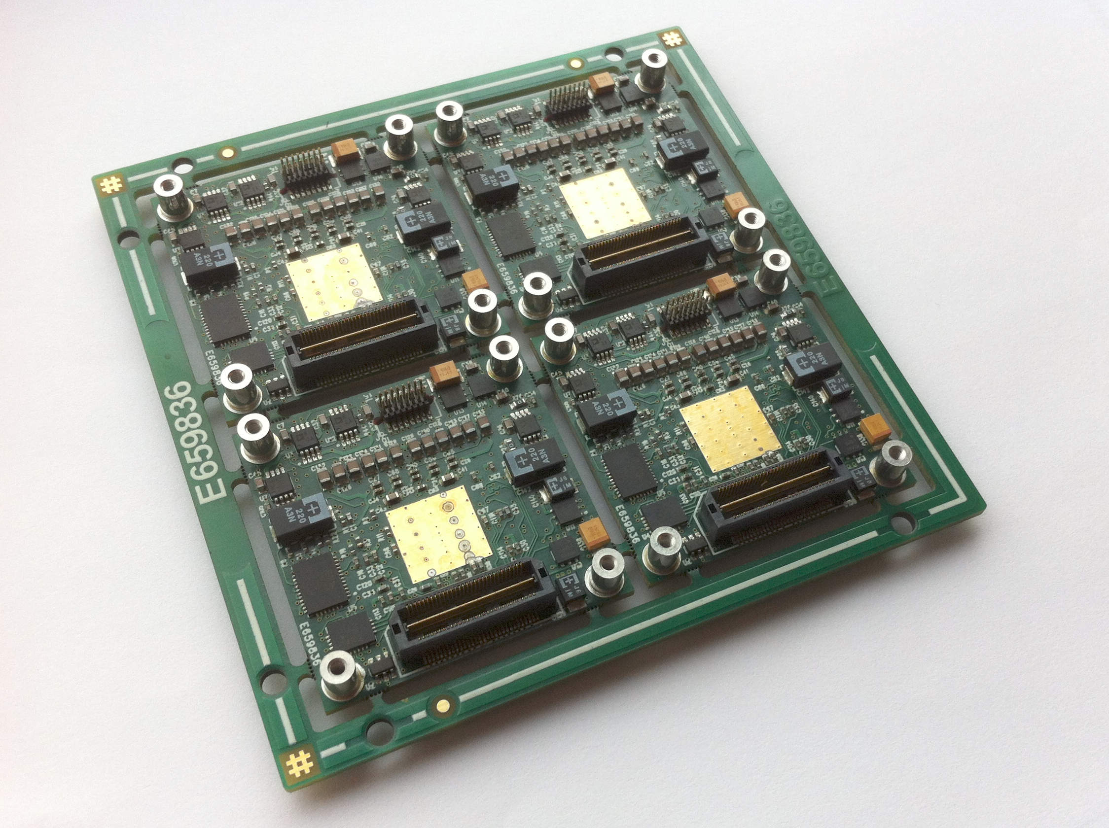 Rear-side view of panel of four image sensor PCBs